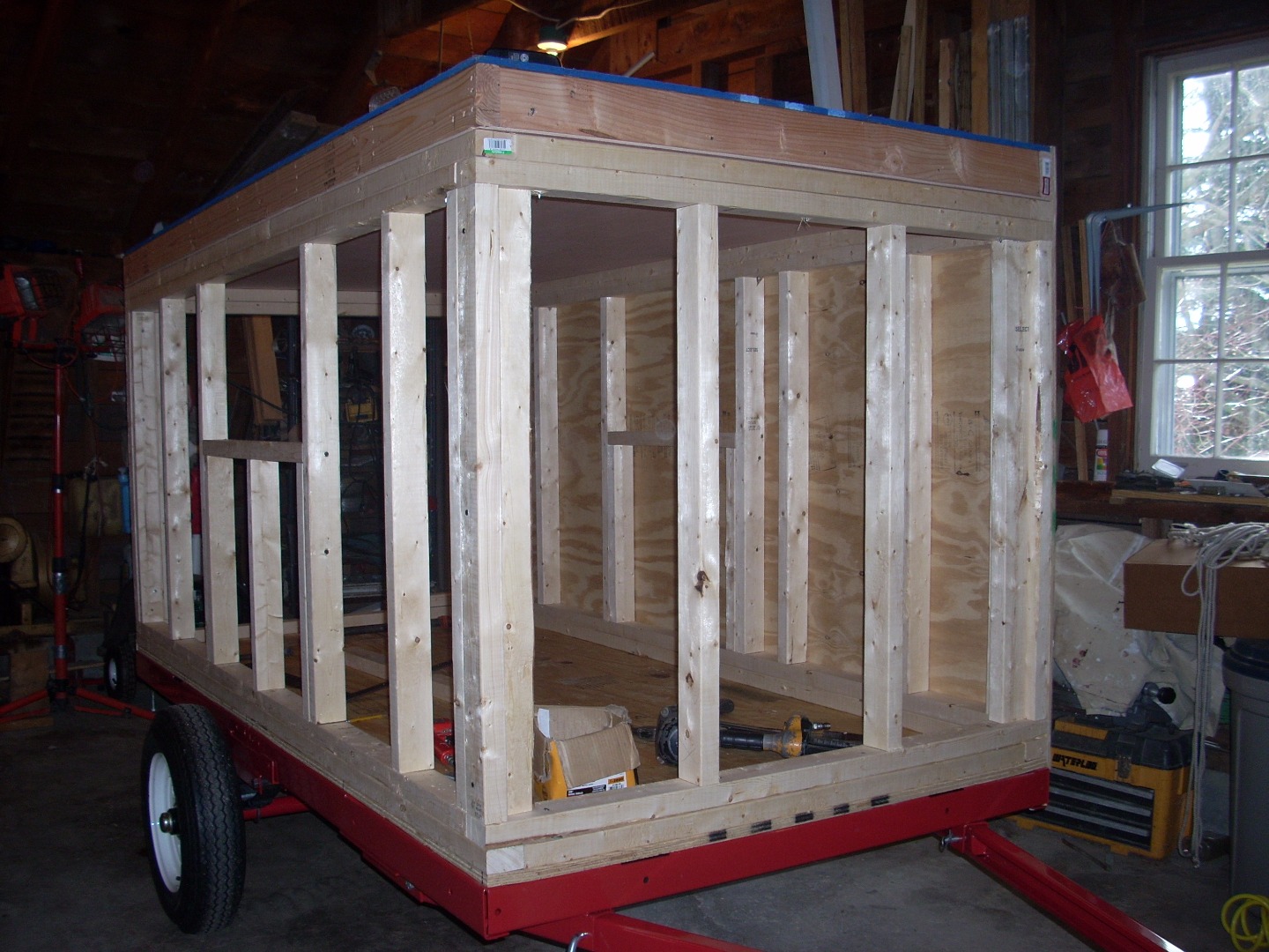 013 - Trailer Build - Left Wall Sheeting Installed.JPG