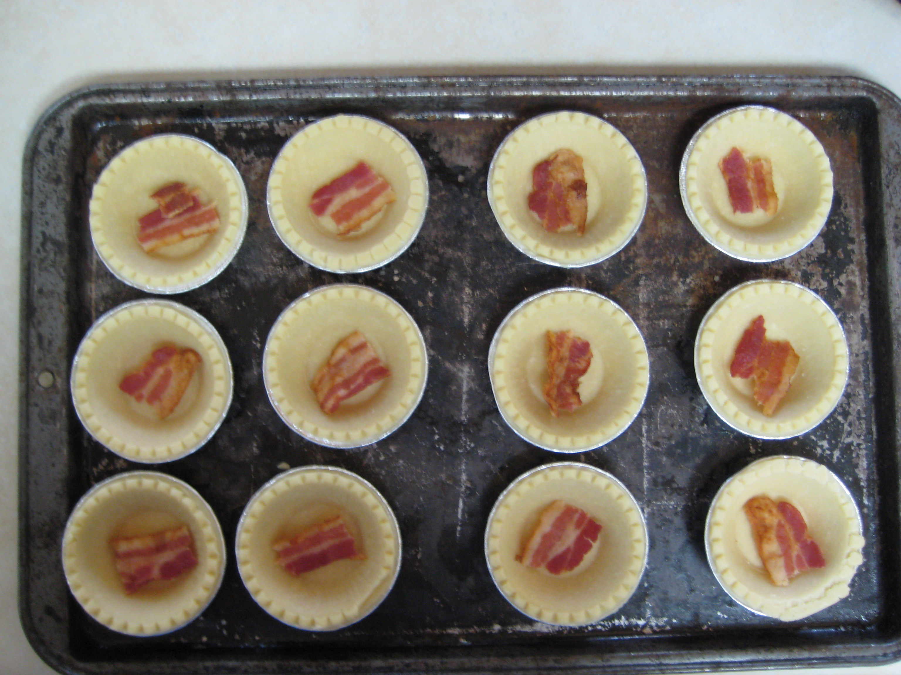 05 Place bacon in 12 Tart Shells.JPG