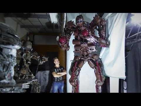 10' Giant boxer robot made from Dyson vacuum cleaners