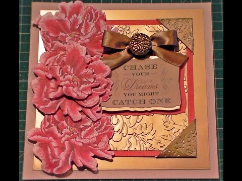 114. Card Tutorial: Anna Griffin Peony Decoupage Gold Embossed Card