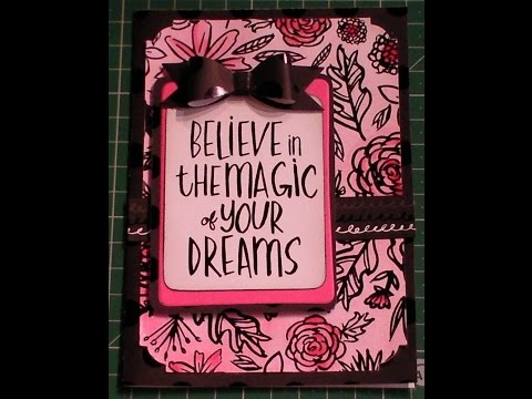 123.Cardmaking Tutorial: DCWV 'Jet Black Stack' Floral Magic Cerise Card