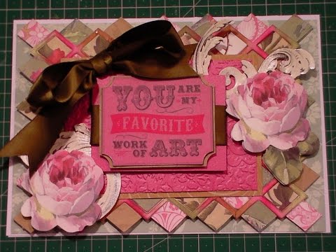 139. Cardmaking Project: Anna Griffin Lattice Background Floral Art Card