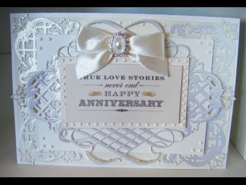 157.Cardmaking Project: Anna Griffin Fretwork 2 Die Set Ivory Card