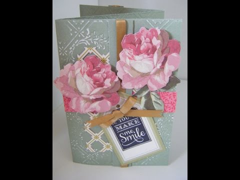 201.Cardmaking Project: Anna Griffin Tri-Fold Embossed Floral Card