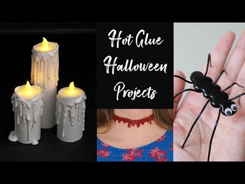 3 X Hot Glue Halloween DIYs | Easy Faux Candles, Spooky Choker &amp; Spider Ornaments | Quick Decor