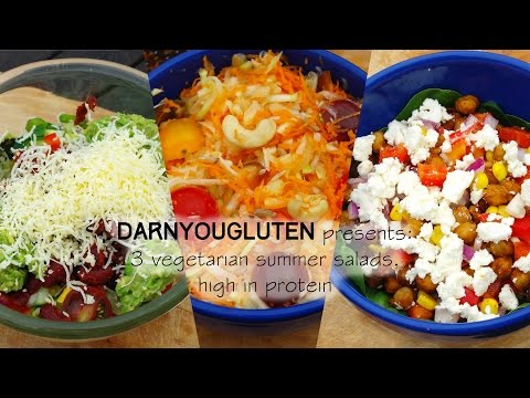 3 vegetarian summer salads under 500kcal &amp;amp; min 20g protein | Gluten Free