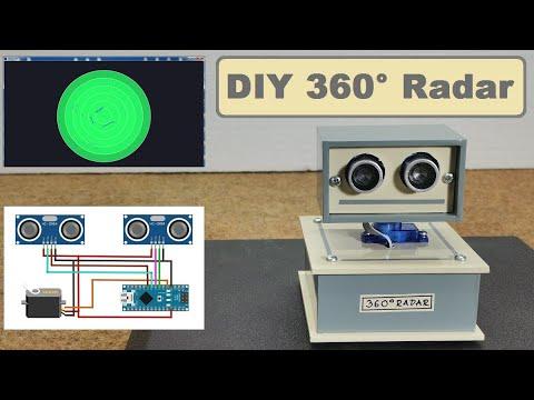 360&deg; Arduino radar with 2xHC-SR04 sensors