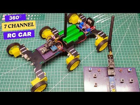 360 degree rotating rc car making | how to make 7 channel rc transmitter and receiver