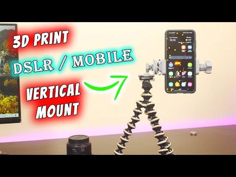 3D Printed DSLR / Smartphone Vertical Mount For Any Tripod