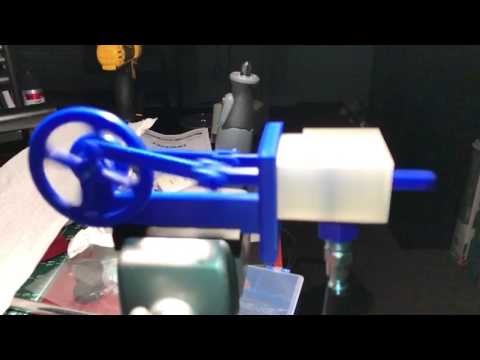 3D Printed Single Cylinder Air Motor Slow Motion, powered by a small shop vacuum.