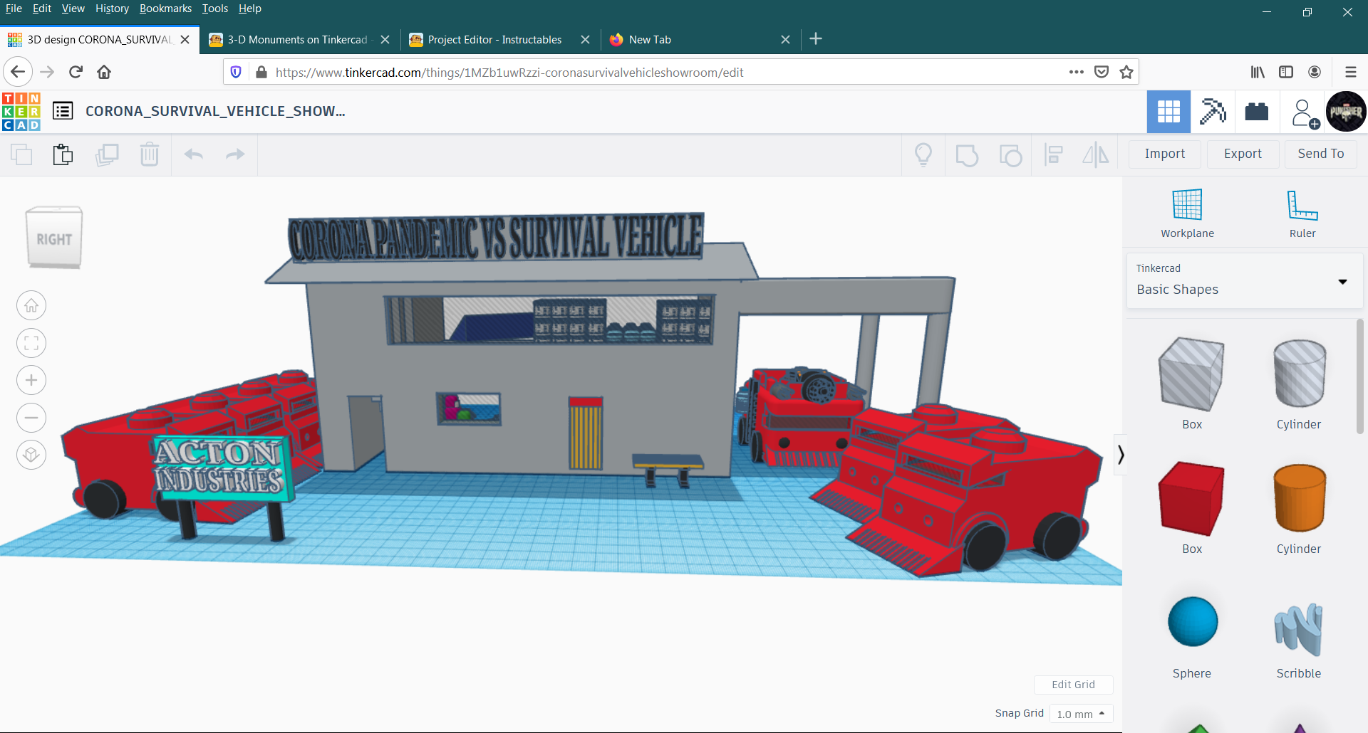 3D design CORONA_SURVIVAL_VEHICLE_SHOWROOM _ Tinkercad - Mozilla Firefox 14-05-2020 06_20_26 PM.png