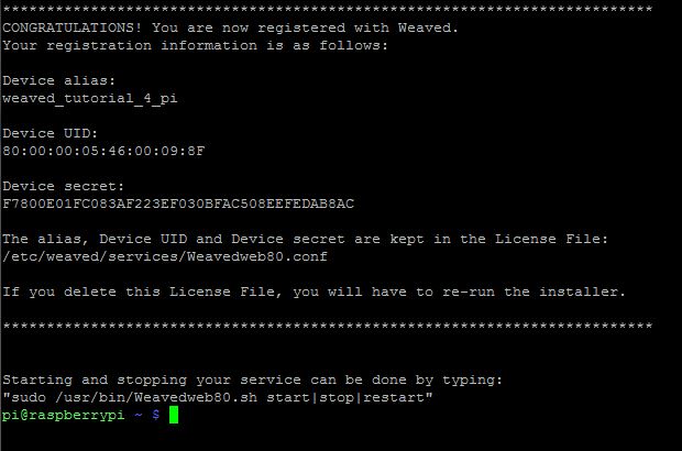 4 - Succsefuly Installing Weaved on the Raspberry Pi.JPG