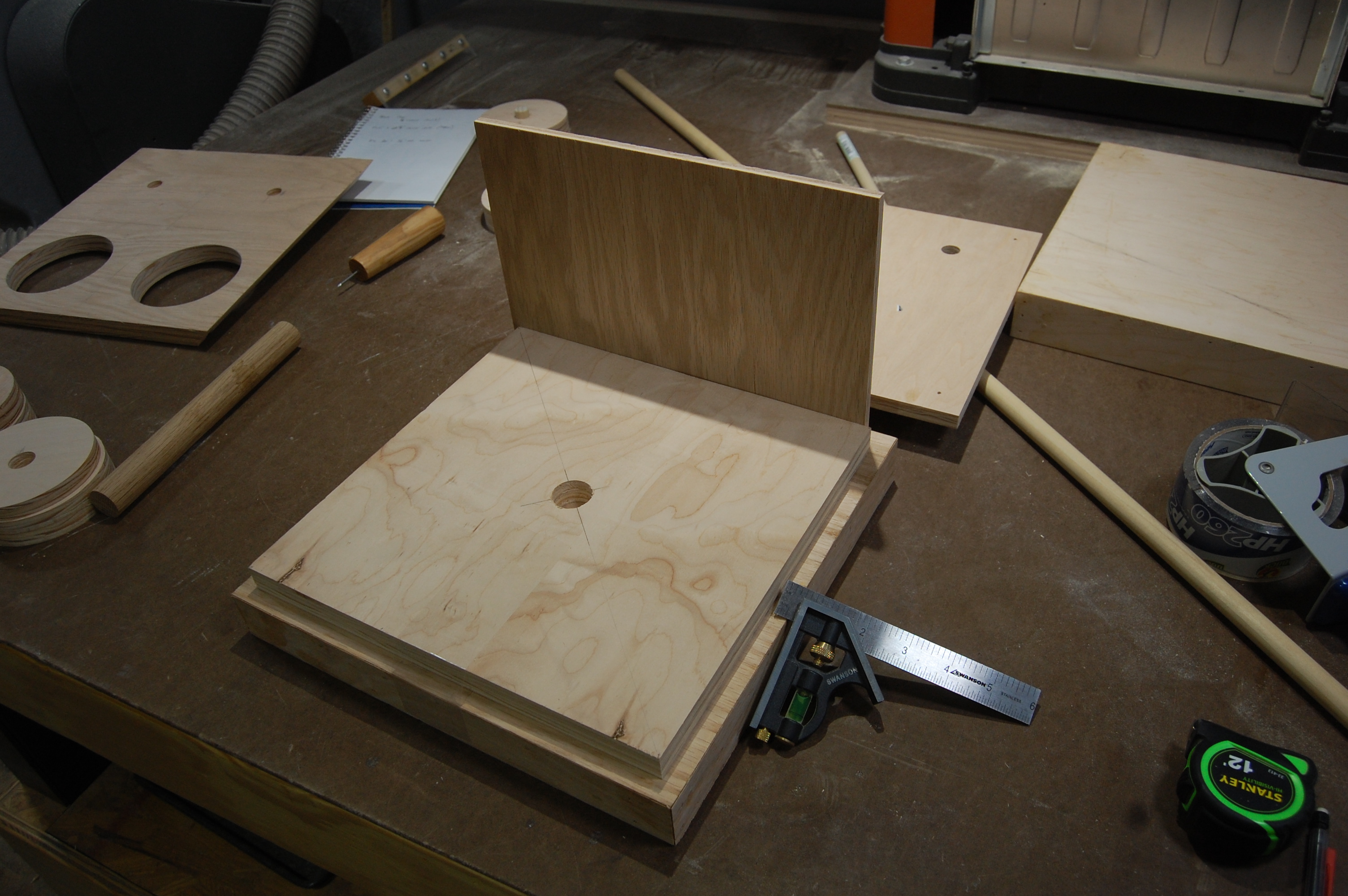 48 Aligning Block Bottom &amp; Bottom Shelf For Leg Holes.JPG