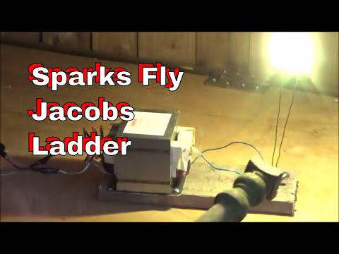 5KV Electricity Sparks Fly! - Jacobs Ladder from an old microwave transformer!