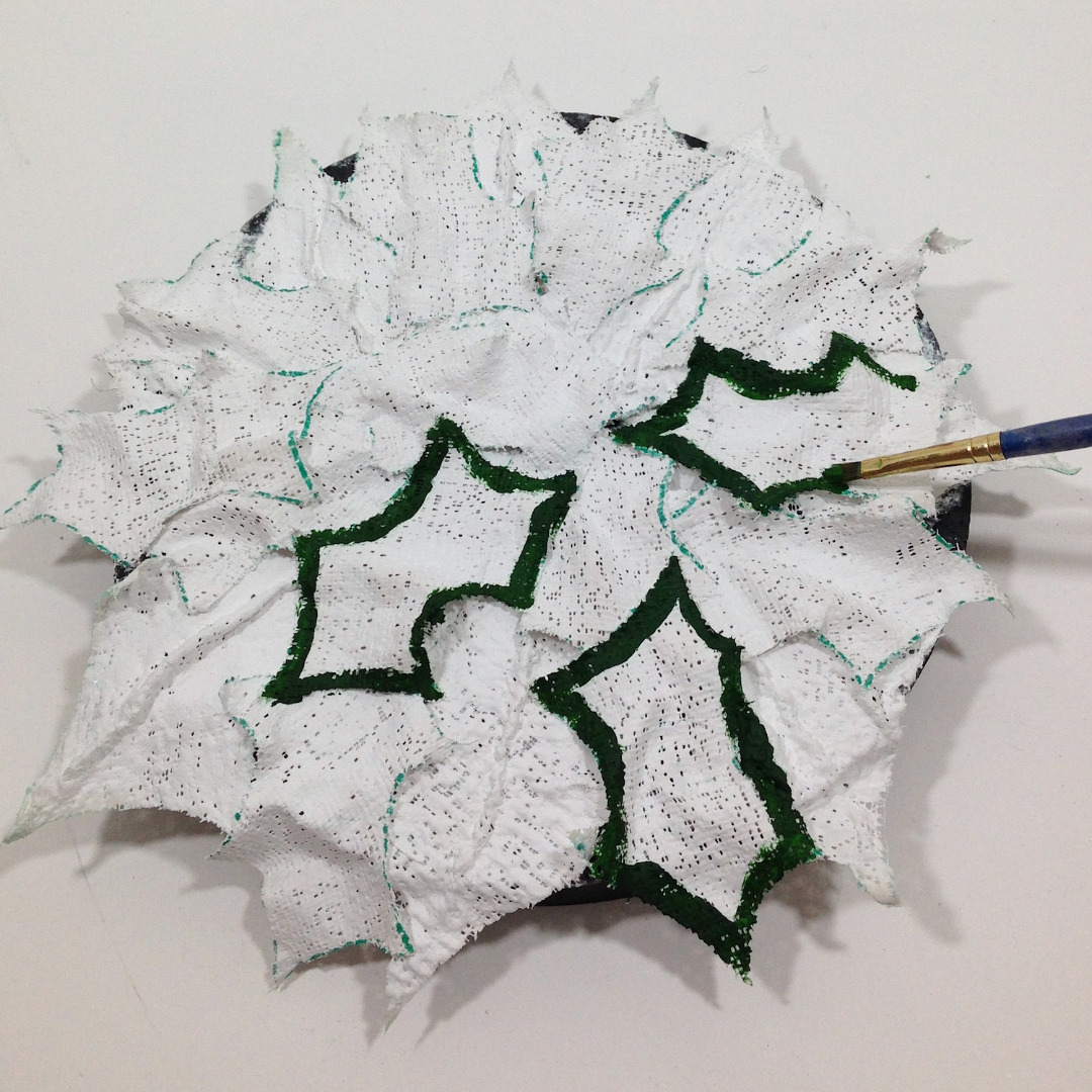 7.plaster cloth holly leaves outline lisa fulmer.jpg