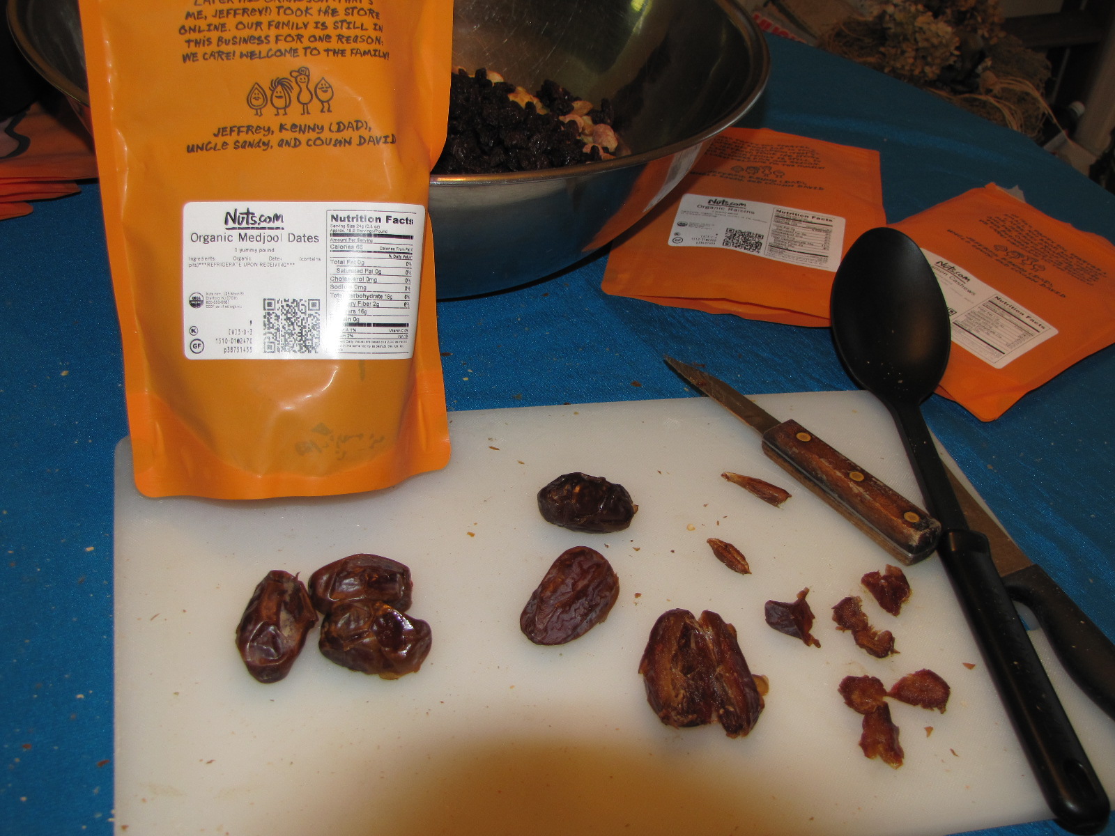 8 Medjool Dates, with two pitted and chopped.JPG