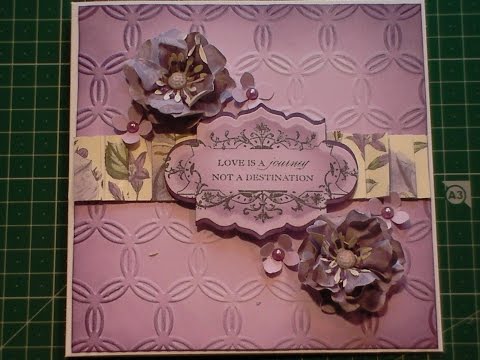 95.Card Tutorial: Anna Griffin Folded Border Purple Floral Card