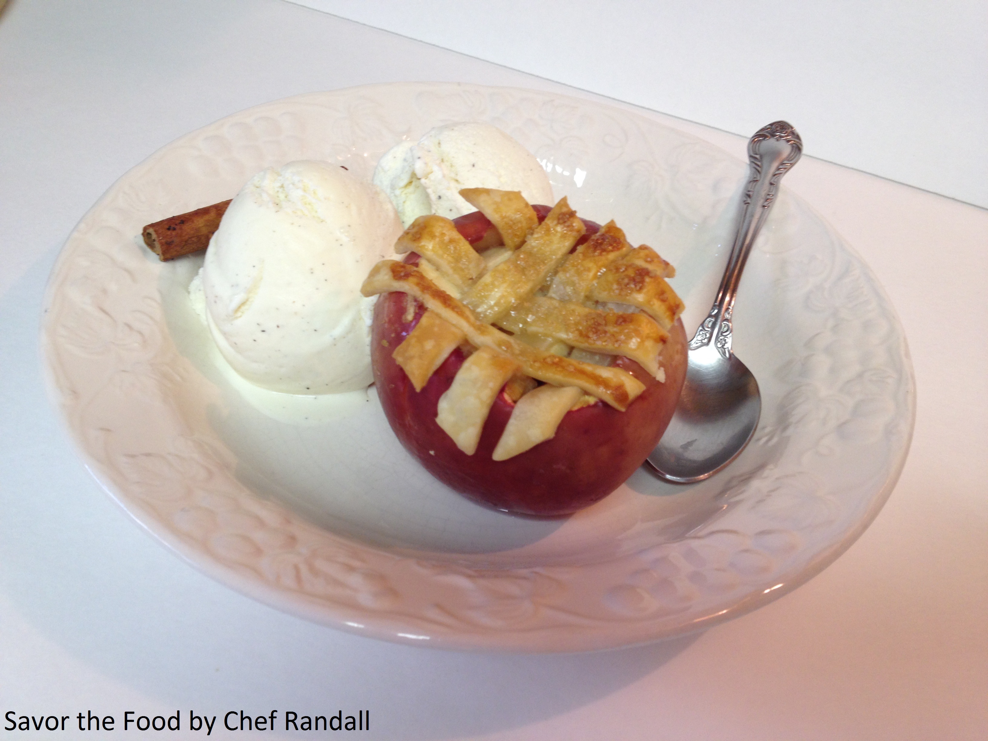 A Baked Apple Apple Pie with a side of real vanilla ice cream.JPG