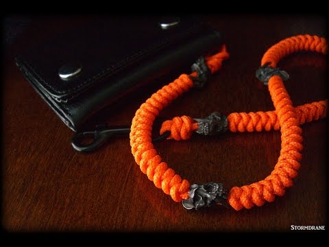 A two-strand wall knot sinnet paracord lanyard