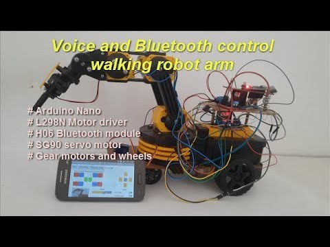 A wireless robot arm which is moveable and controlled by Bluetooth voice commands and mobile app