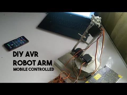 ATMEGA32 | DIY ROBOT ARM.V1 | MOBILE CONTROLLED