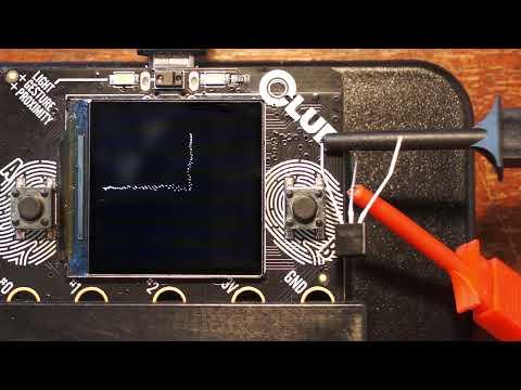 Adafruit CLUE component tester identifying a panoply of components