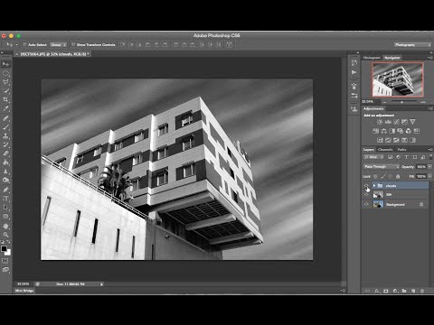 Adding clouds and long exposure effect in photoshop