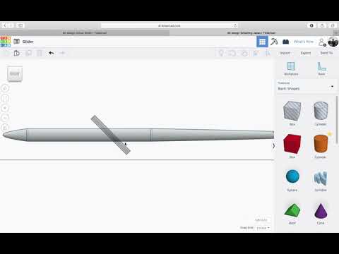 Airbus Glider Tinkercad Lesson 4 - Creating the Elastic Band Slot