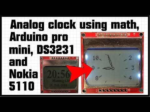 Analog clock using math, Arduino pro mini, DS3231 and Nokia 5110