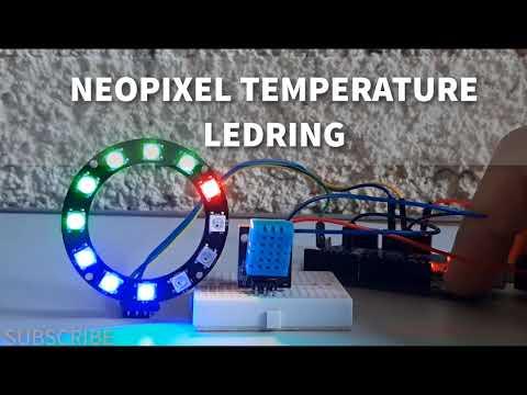 Animated NeoPixel LED Ring Temperature Monitor using Arduino