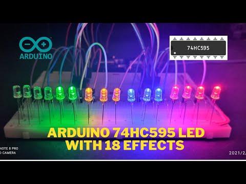 Arduino 74hc595 shift register | 16 led chaser with 18 effects