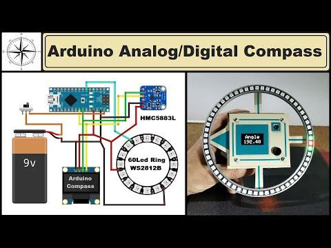 Arduino Analog + Digital Compass with HMC5883L sensor