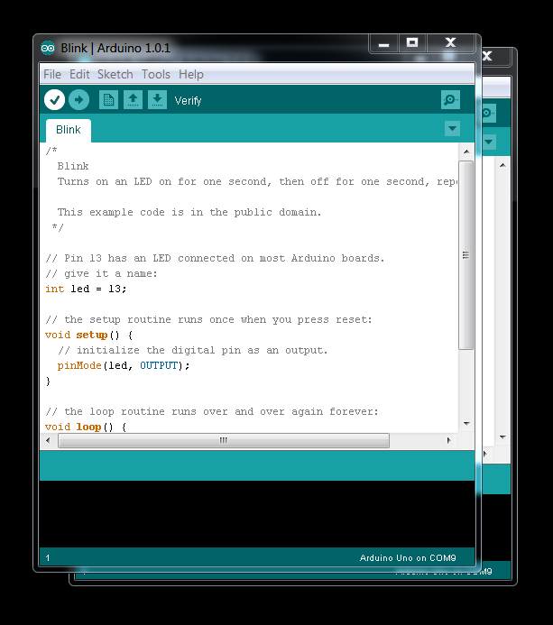 Arduino IDE Software 'Blink' Sketch - VERIFY BUTTON Highlighted !.png