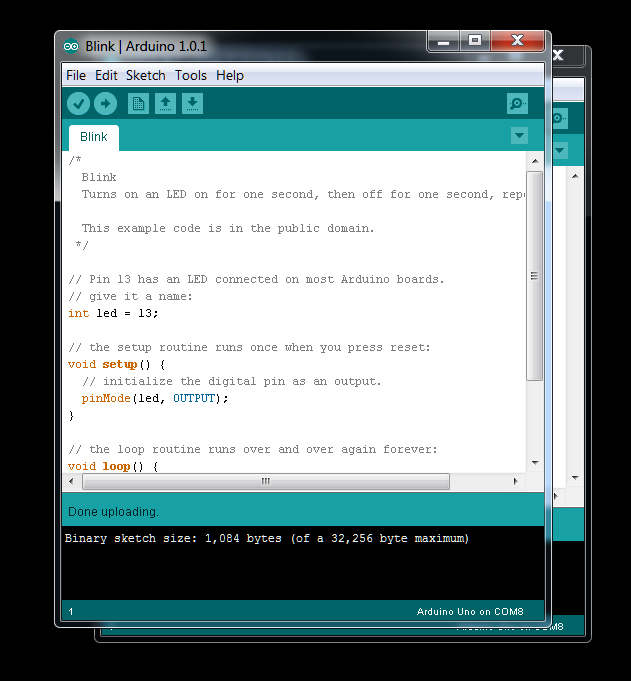 Arduino IDE Software Showing 'Blink' Sketch Been Uploaded Successfully !.png