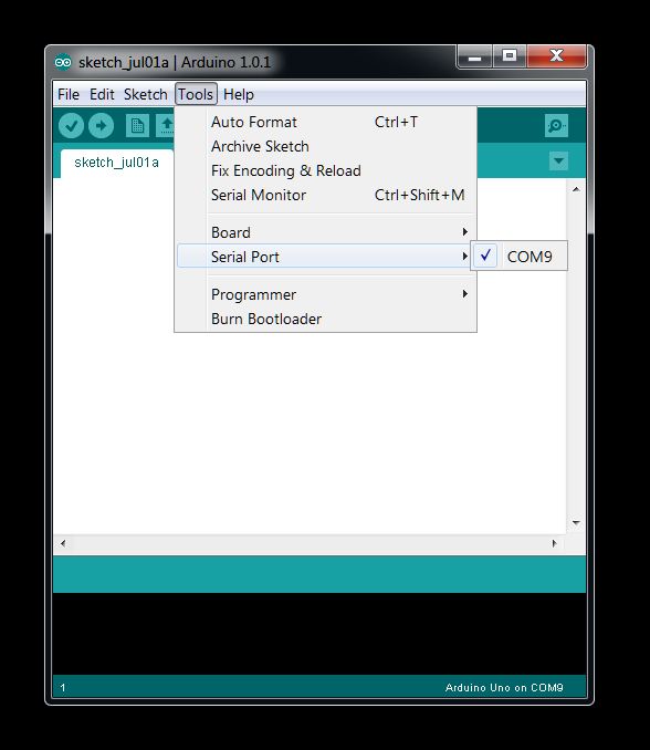 Arduino IDE Software Showing COM PORT Being Selected.png