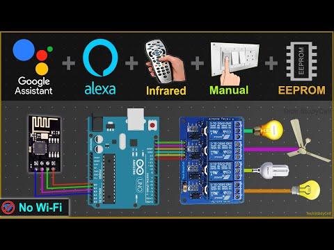 Arduino IoT Project with Google Assistant &amp;amp; Alexa app using ESP8266 Arduino UNO WiFi control Relay