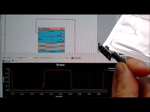 Arduino Nano: Connecting Photo Interrupter (Slotted Optocoupler) with Visuino