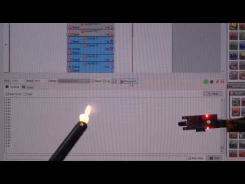 Arduino Nano and Visuino: Demo: Flame Sensor Connected To Analog Pin