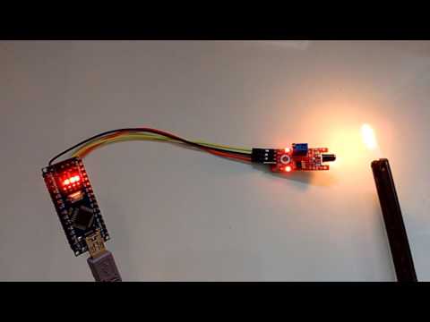 Arduino Nano and Visuino: Demo: Flame Sensor Connected To Digital Pin