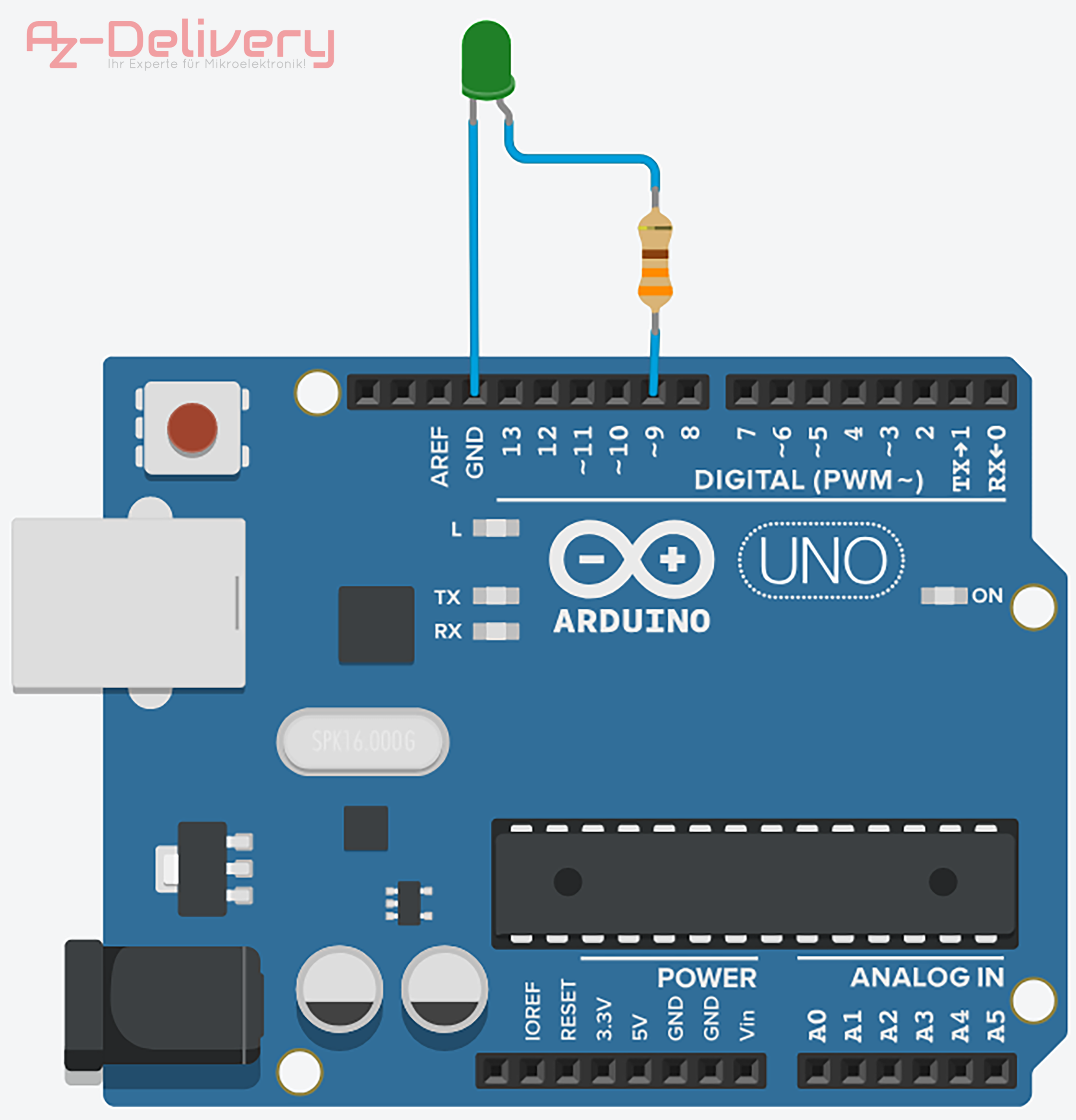 Arduino uno, resistor and LED.png