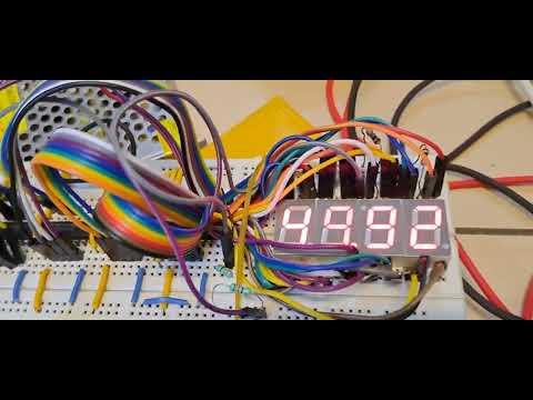 Arduino uno based mains frequency meter. Zero crossing detector and shift registers are used