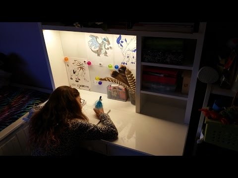 Assembly of an Ikea Hutch to a Wood Desk and Installation of LED lighting