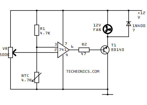 Automatic Fan Controller  Circuit  Based on Temperature with UA741 IC  Techeonics.png