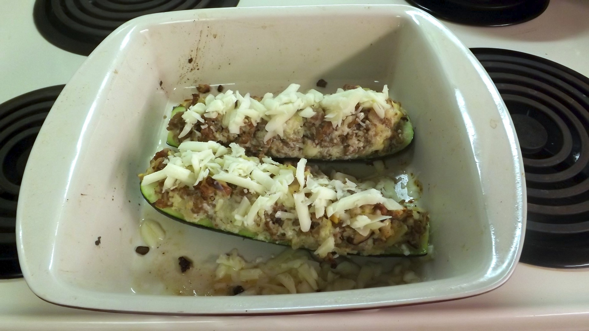 BAKED STUFFED ZUCCHINI WITH HOT ITALIAN SAUSAGE &amp; RICOTTA CHEESE 010.JPG