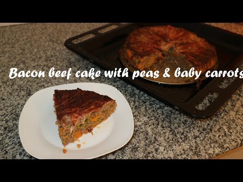 Bacon beef cake with peas &amp;amp; baby carrots recipe