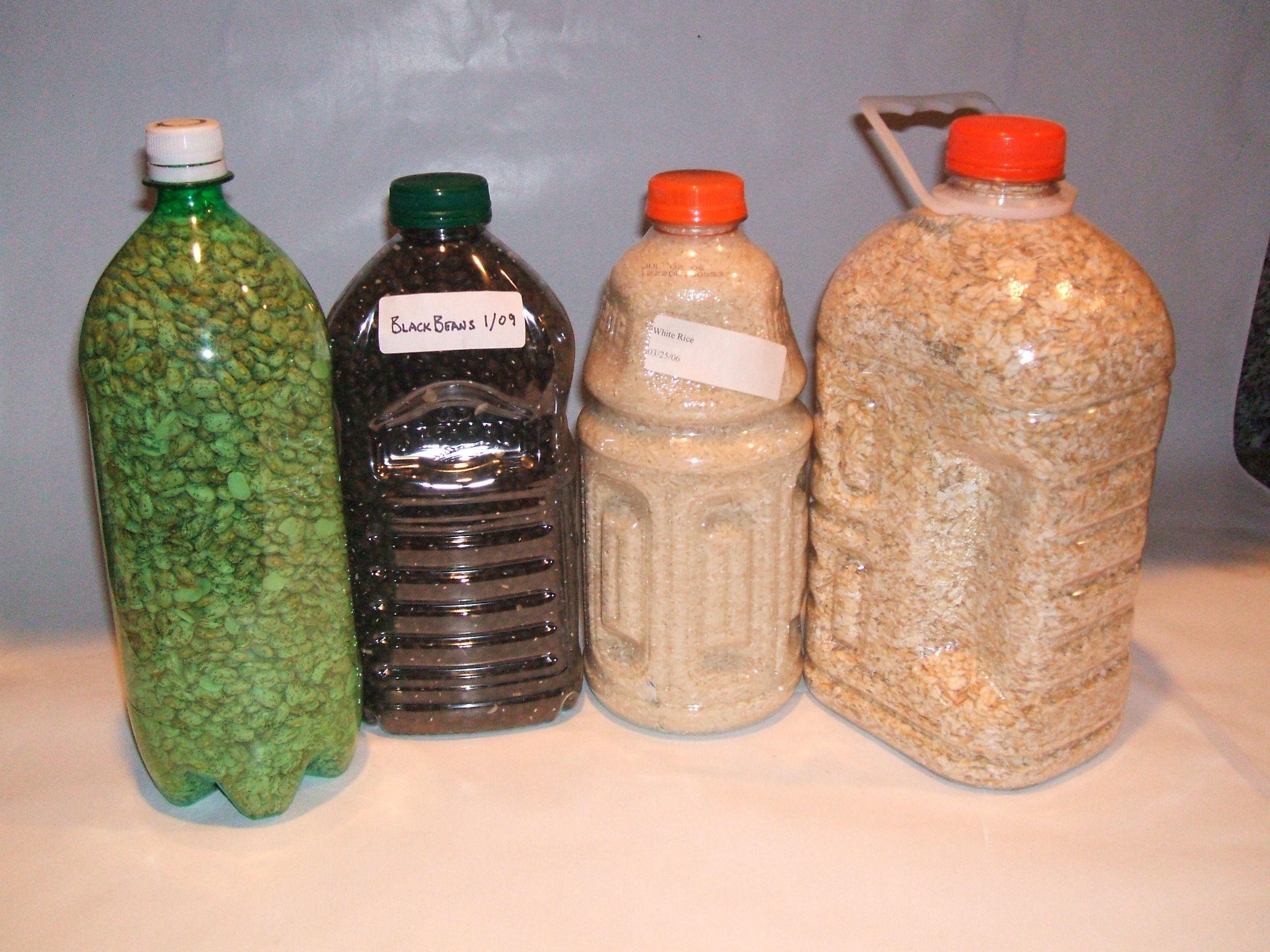 Beans, Rice, and Oats in PETE bottles.JPG