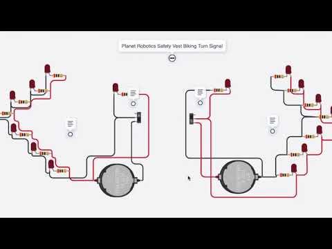 Bike turn signal indication using Tinkercad Circuits