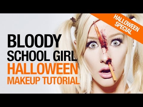 Bloody school girl halloween makeup tutorial