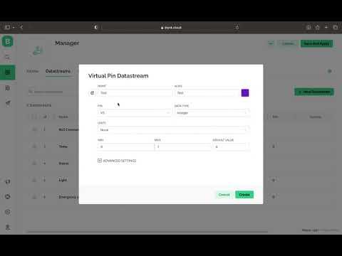 Blynk datastream creation