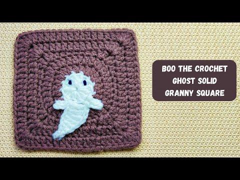Boo The Crochet Ghost Solid Granny Square